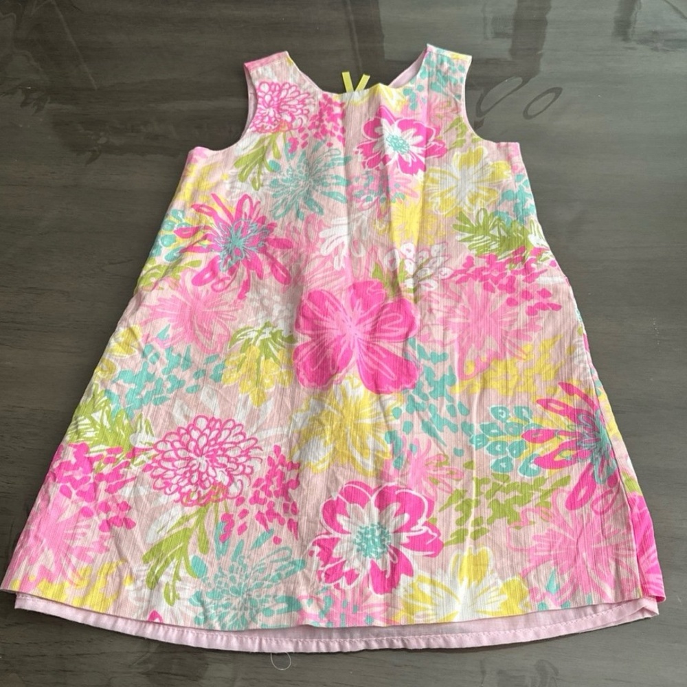 Floral Pink and Green Kids Dress